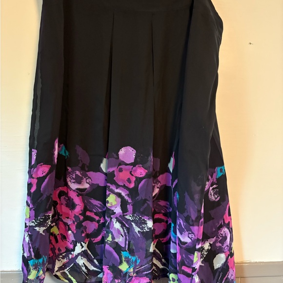 East 5th Black and Purple Floral Midi Skirt - Picture 1 of 3